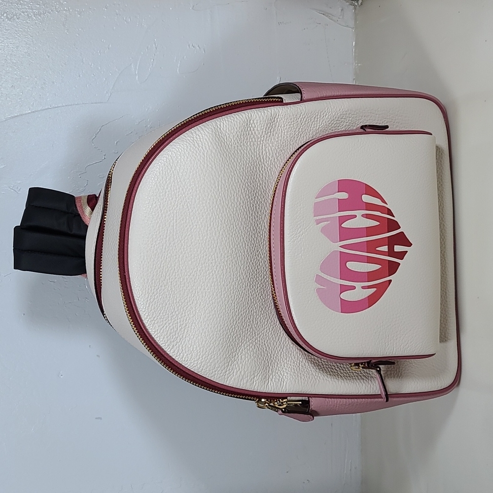 COACH Stripe Heart Motif Backpack
